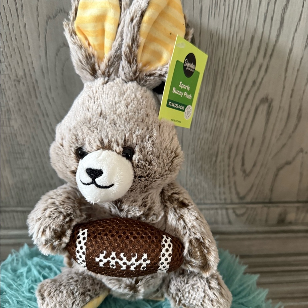 Gray Sports Bunny Plush with Football